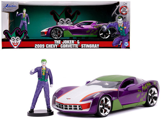 2009 Chevrolet Corvette Stingray with Joker Diecast Figurine "DC Comics" Series 1/24 Diecast Model Car by Jada