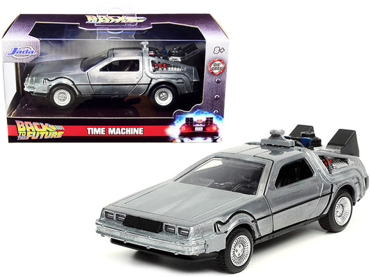 DeLorean DMC (Time Machine) Brushed Metal "Back to the Future Part I" (1985) Movie "Hollywood Rides" Series 1/32 Diecast Model Car by Jada