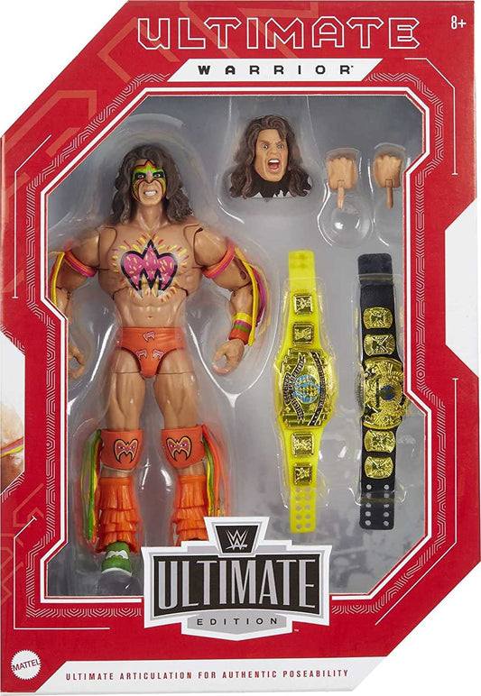 WWE Fan Takeover Ultimate Edition Ultimate Warrior Action Figure, 6-inch Collectible with WWE Championship, Intercontinental Championship  [Amazon Exclusive]