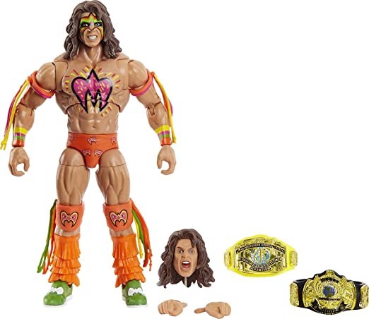 WWE Fan Takeover Ultimate Edition Ultimate Warrior Action Figure, 6-inch Collectible with WWE Championship, Intercontinental Championship  [Amazon Exclusive]